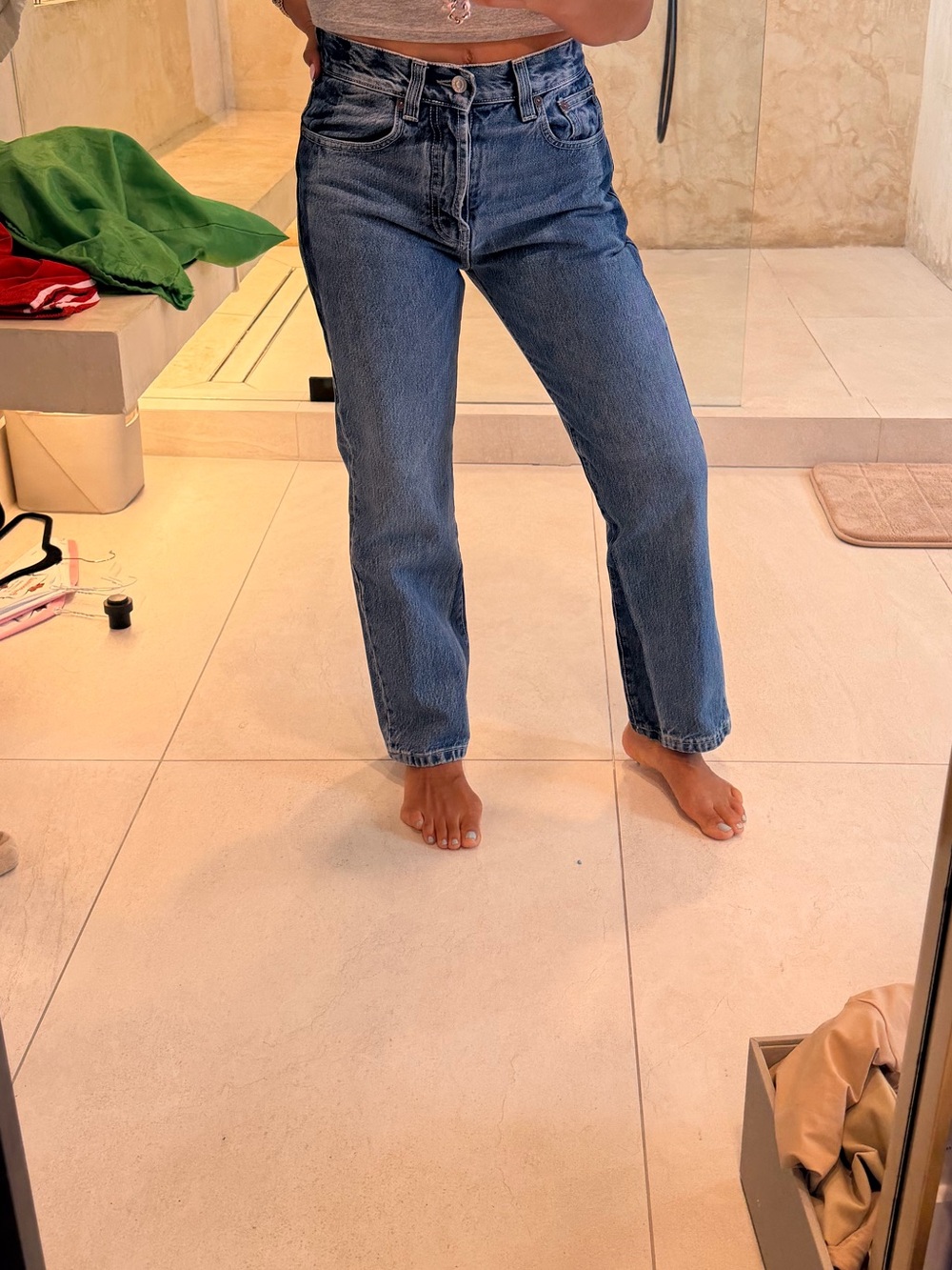 Victoria Beckham Mid-Blue Straight Leg Jeans